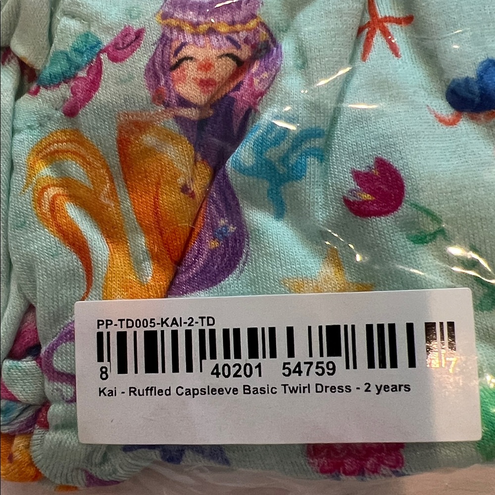 Posh Peanut KAI Ruffled Capsleeve Twirl Dress 2T Mermaid - Picture 3 of 5